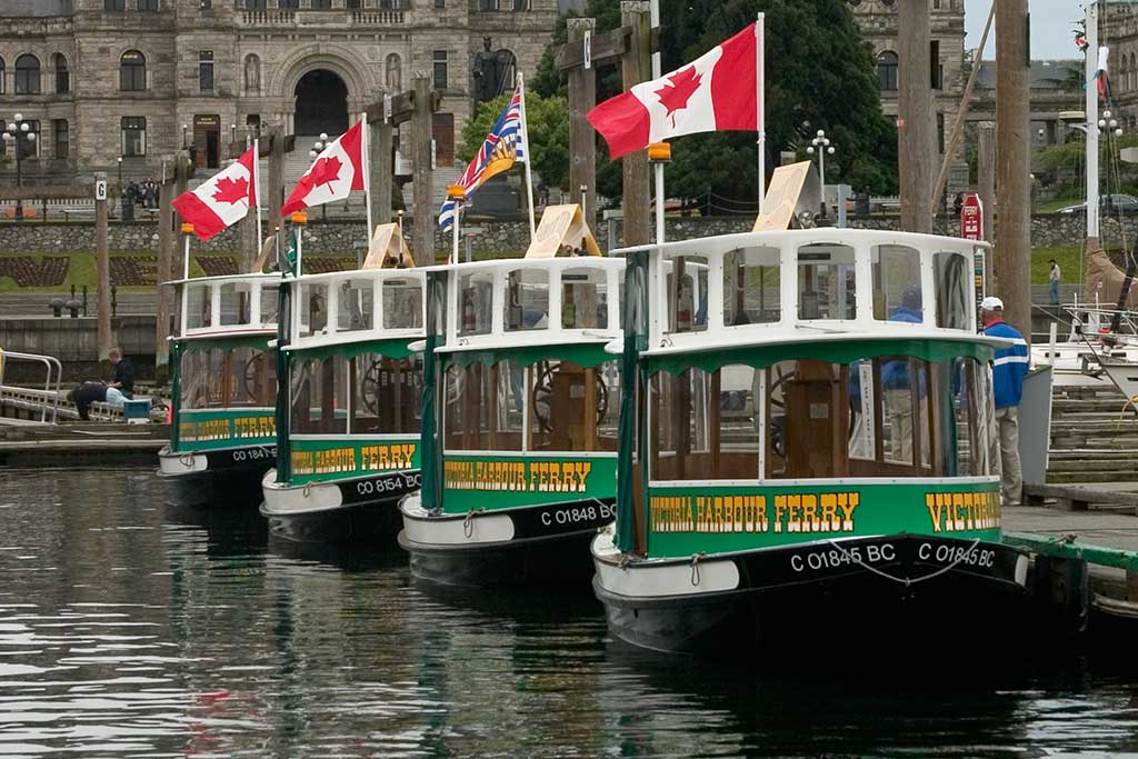 Watching boats sail in and out of the Inner Harbour from aboard a cheerful Harbour Ferry is one of the many things you can do when exploring Victoria BC without a car