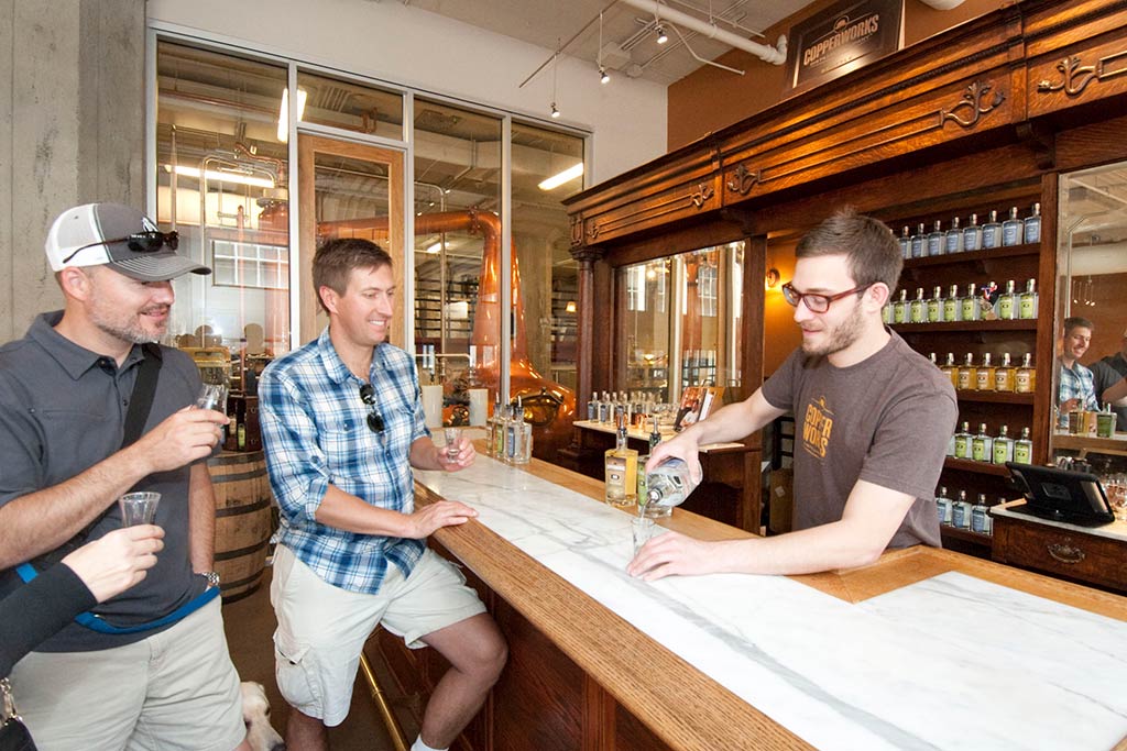 Sample everything from whiskey to gin to vodka at Copperworks Distilling Company. Credit: Copperworks Distilling Company