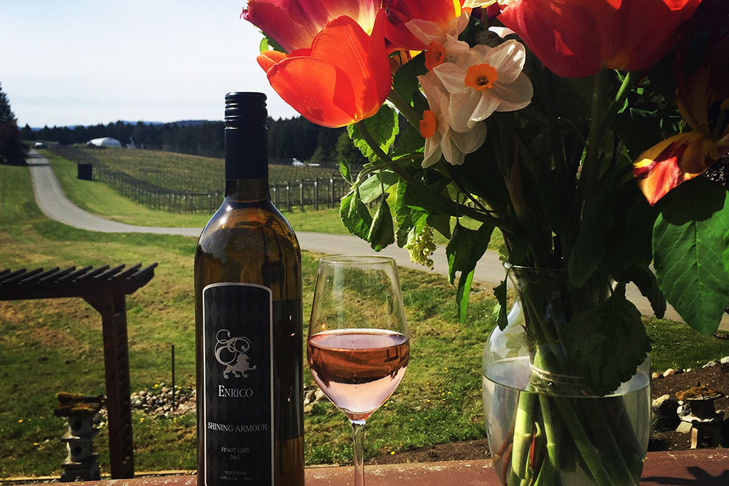 Delight in the pink blush of a fine rosé at one of Vancouver Island's sprawling vineyards. Photo: Island Time Tours