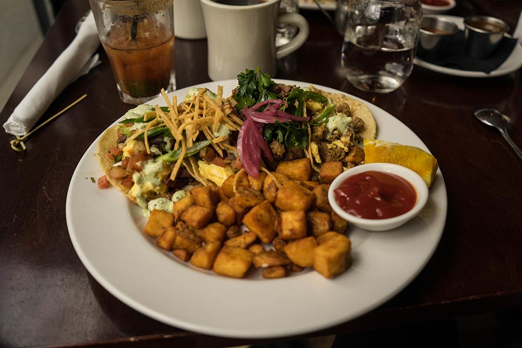 Spice up your morning with breakfast tacos. Credit: Katie Schlossberg