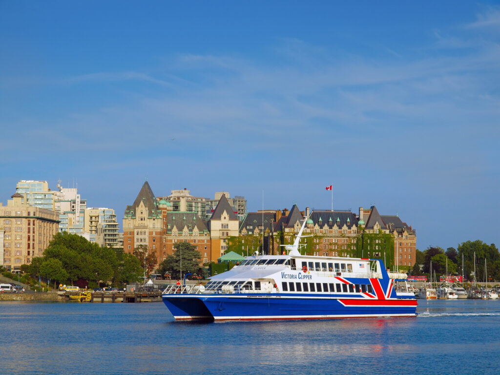 The Victoria Clipper I (the first Victoria Clipper) in Victoria’s Inner Harbour